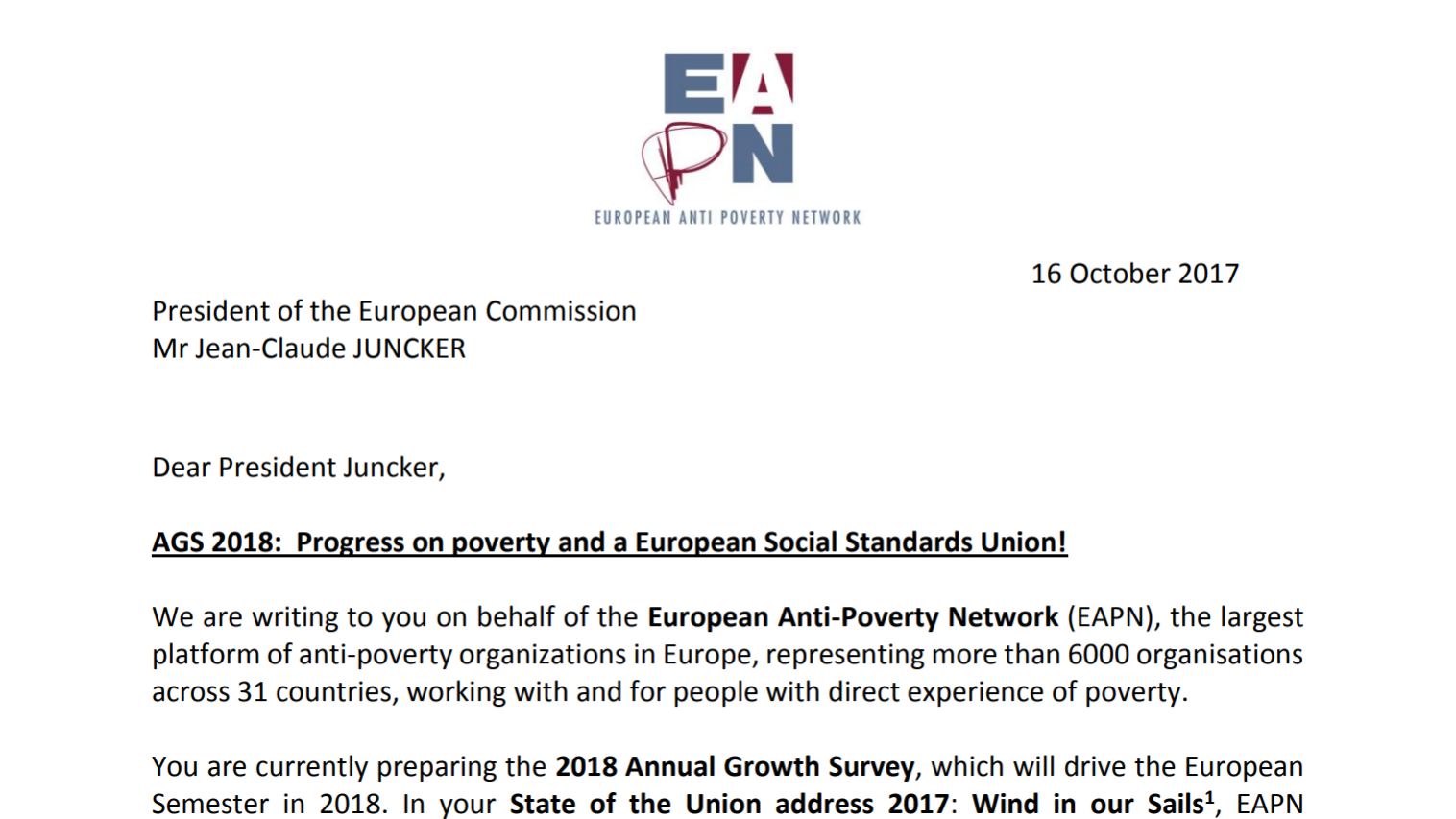 EAPN Letter ÂGS